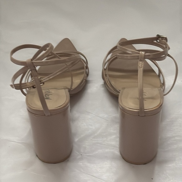 Nasty Girl nude ankle Strappy Prove your point block heel patent sandals Sz 6 - Picture 4 of 9